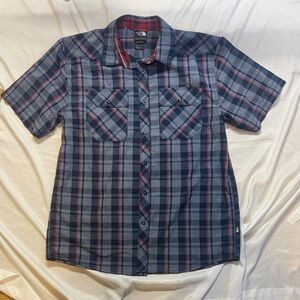 The North Face Men's Short-Sleeve Plaid Button-Down Shirt - Blue, Gray, Red